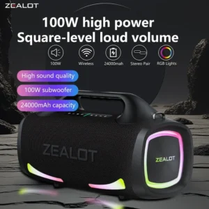 100W Portable Bluetooth, Wireless Speaker w/Subwoofer